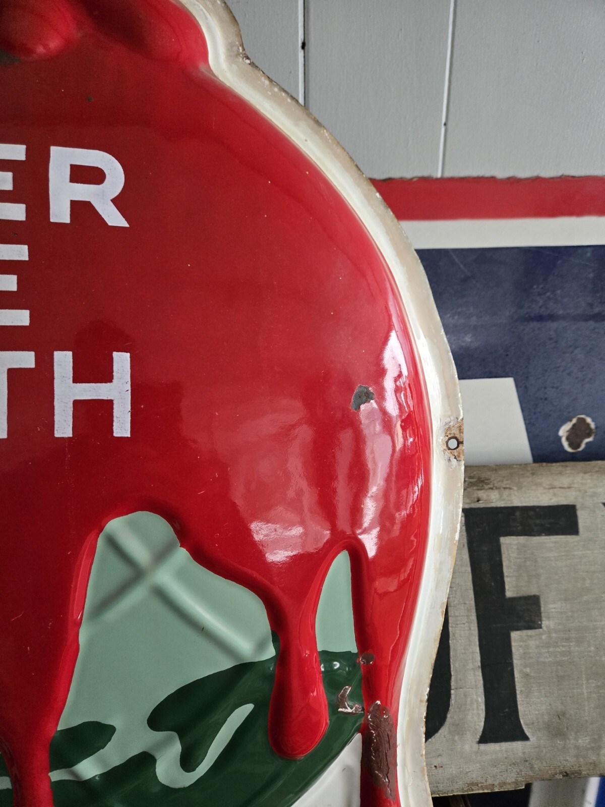 Original sherwin williams porcelain sign cover the planet 3D 1950’s RARE