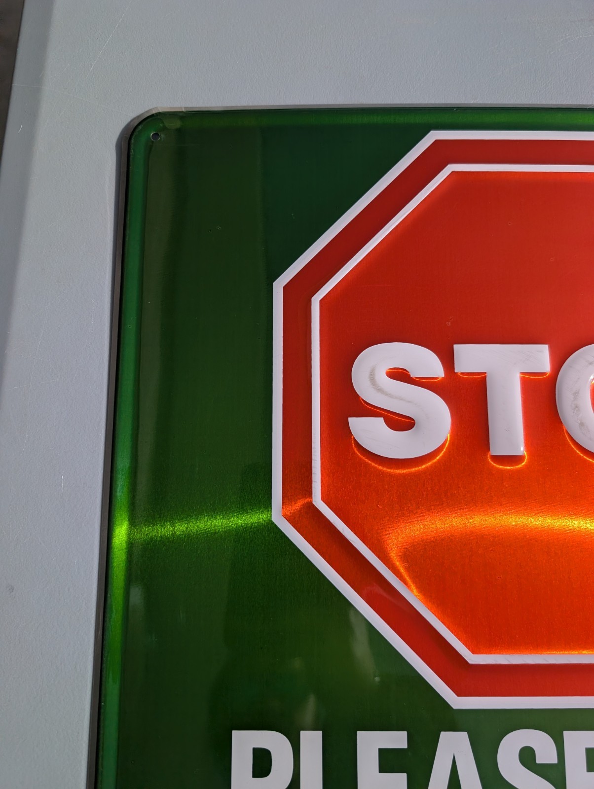 Vintage 1987 Castrol STOP please wait for attendant SIGN NOS ORIGINAL PACKAGING