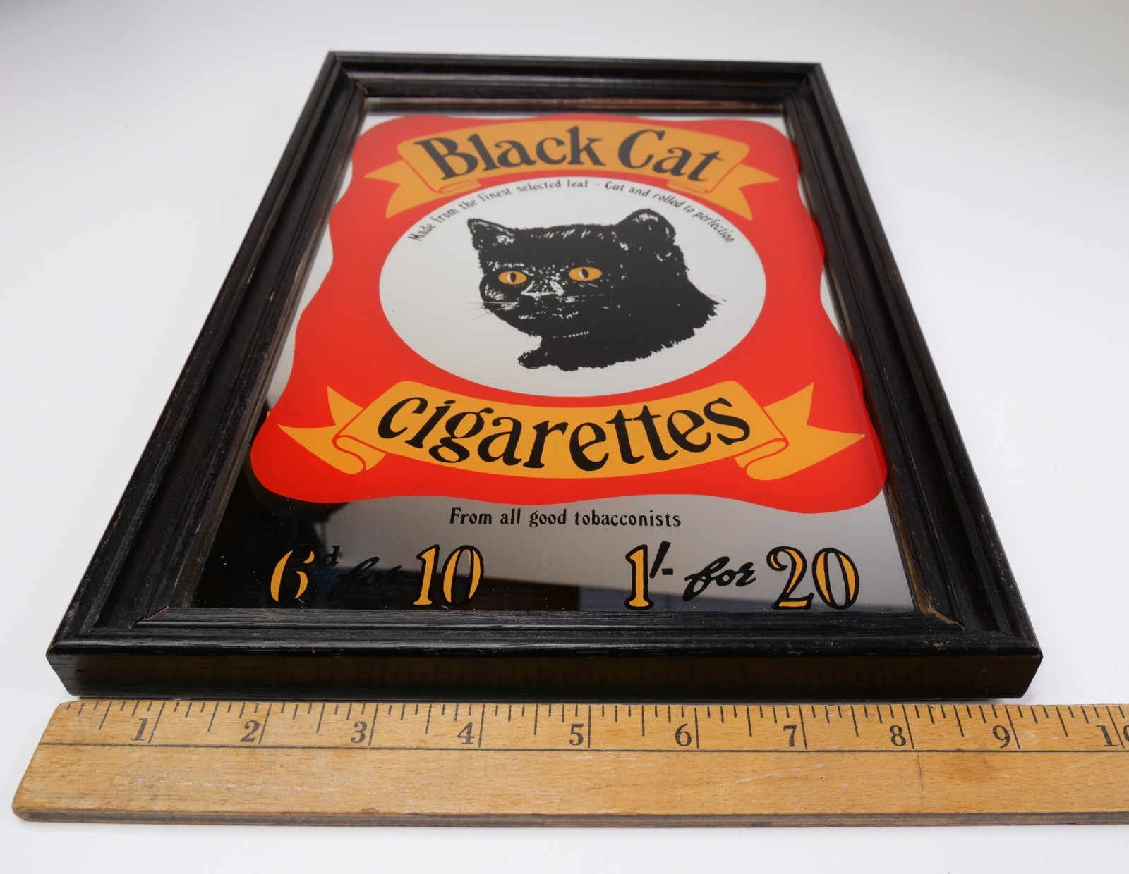 Vintage Black Cat Cigarettes Advertising Mirror Tobacco