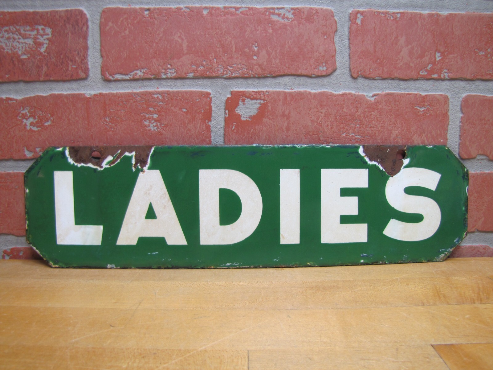 LADIES Old Double Sided Porcelain Gas Station Advertising Sign Texaco Sinclair