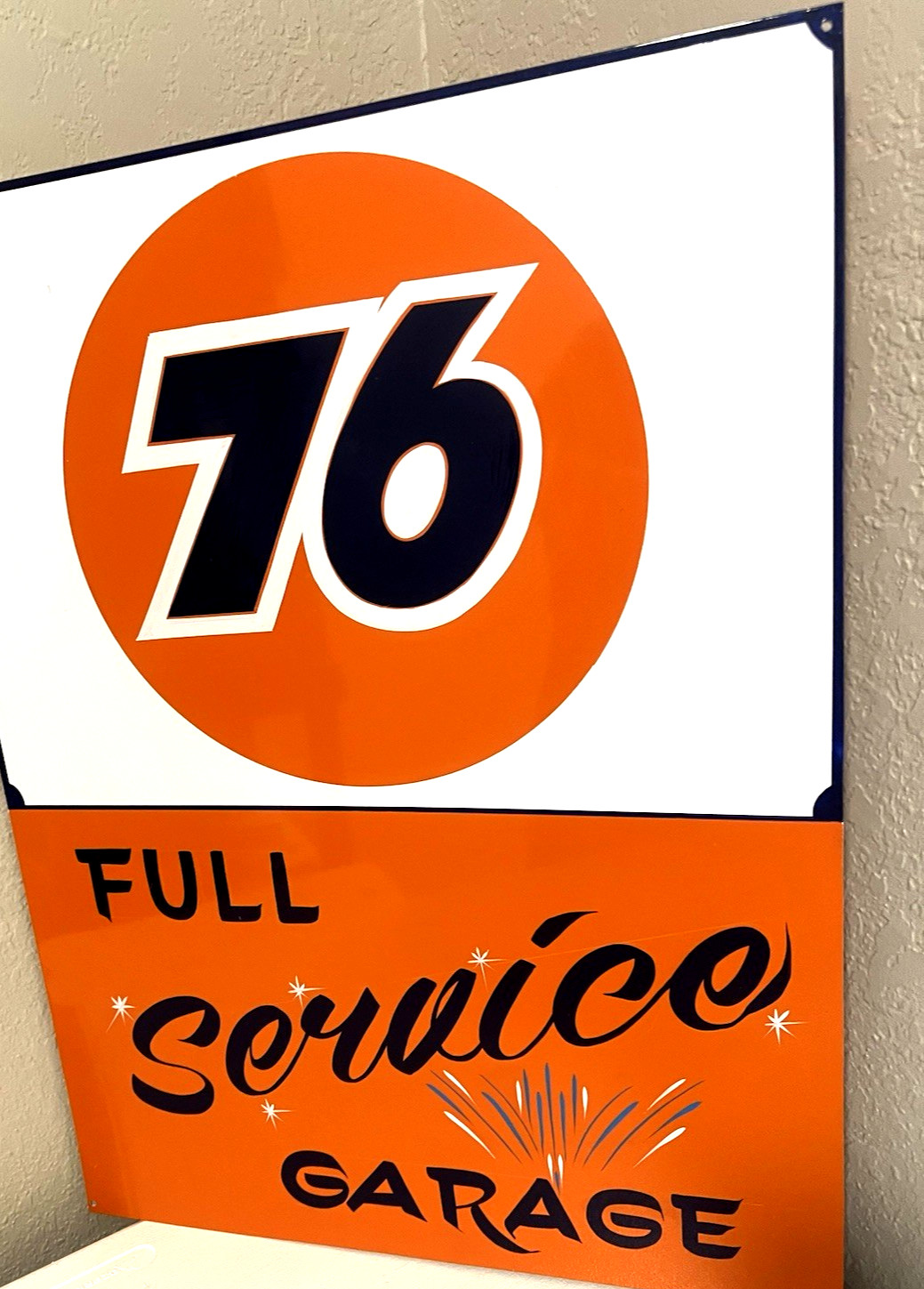 Lg. PAINTED SIGN Vintage Style Union 76 Gas Station HOTROD Shop Service Garage