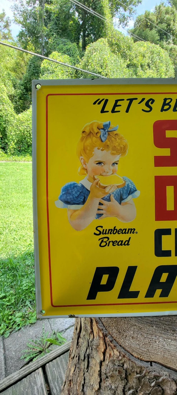 Sunbeam Bread Slow Down vintage retro porcelain sign
