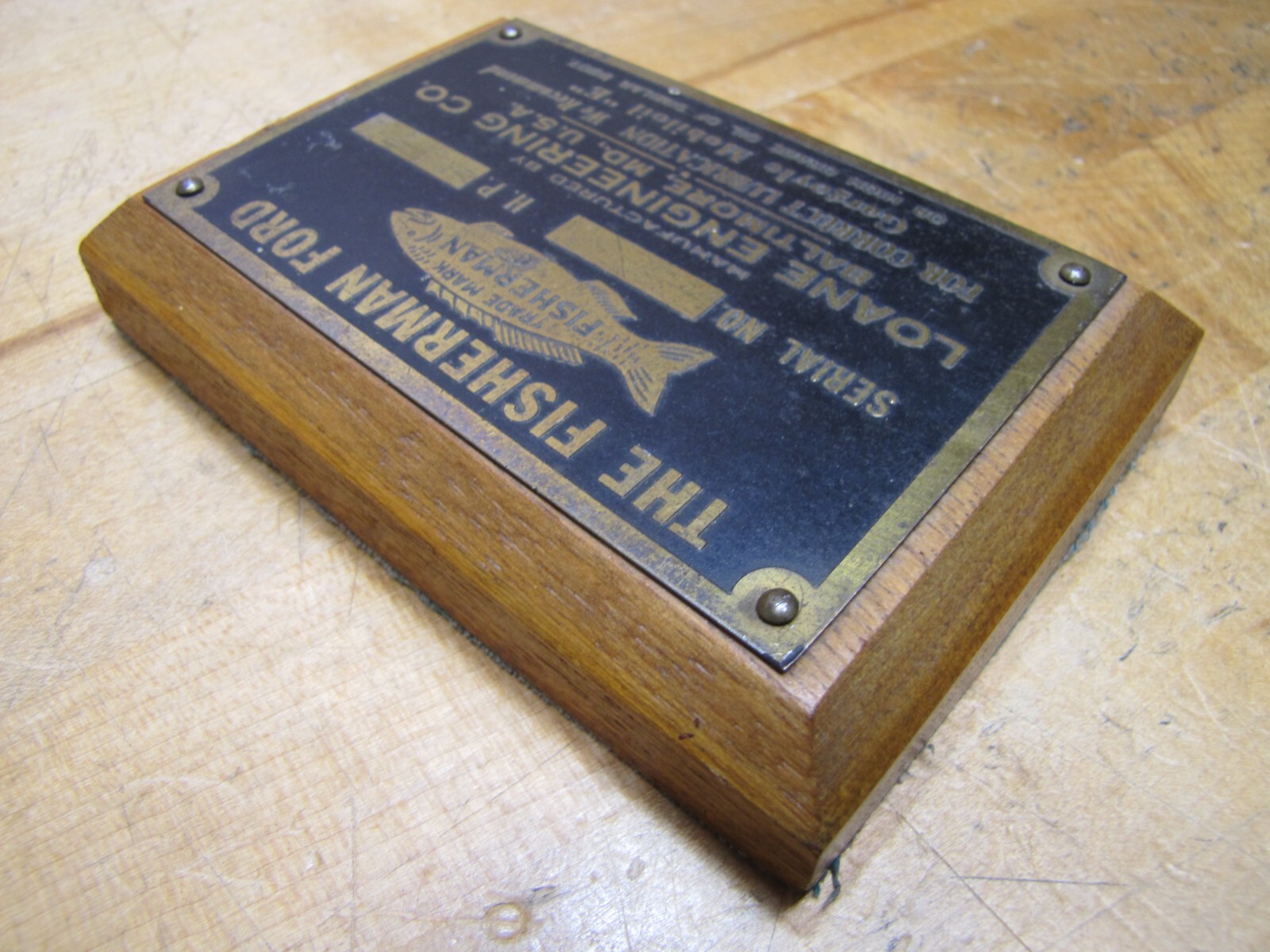 FISHERMAN FORD LOANE ENGINEERING BALTIMORE MD GARGOYLE MOBILOIL Old Sign Plaque