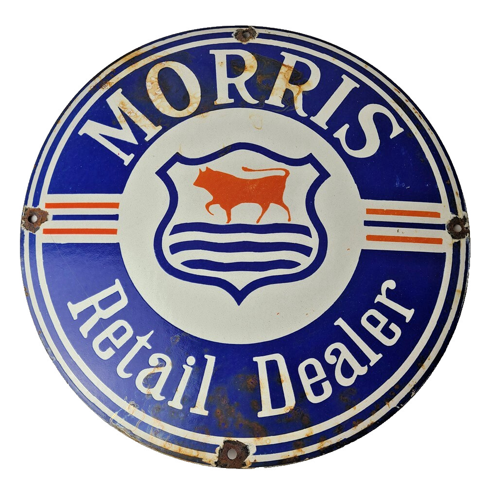 Vintage Morris Retail Dealer Sign – Porcelain Automobiles Gas Oil Pump Sign