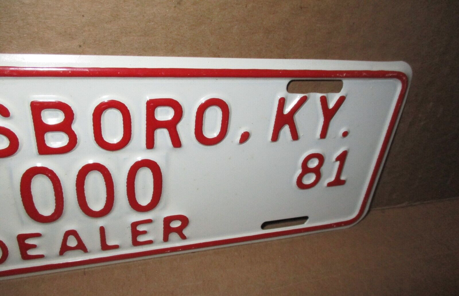 OWENSBORO KY — 000 Dealer Tag — OLD ORIGINAL VINTAGE SIGN – 1981 License PLATE