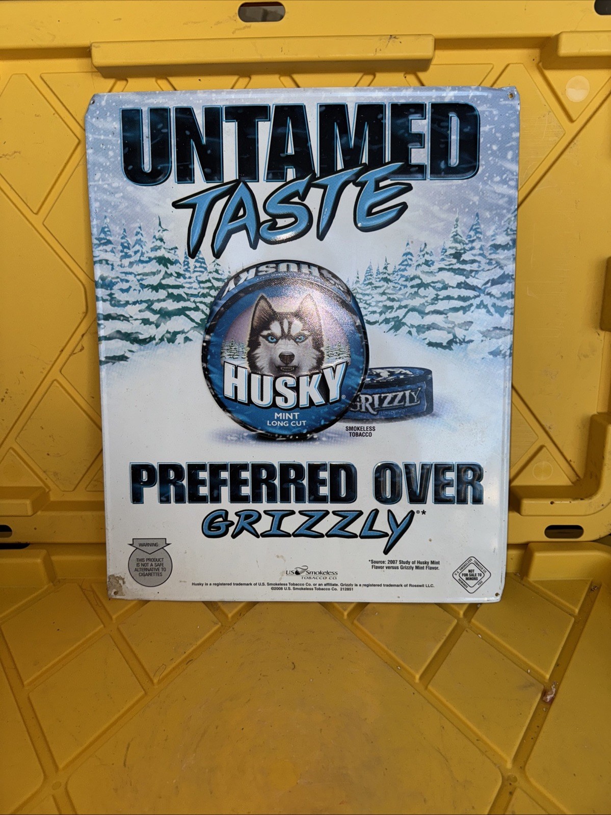 Husky Embossed Metal Sign Untamed Taste 19″ X 15.5″ NOS