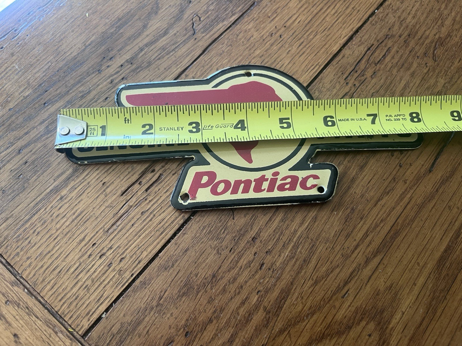 NICE PONTIAC GENUINE PARTS INDIAN HEAD PORCELAIN SIGN