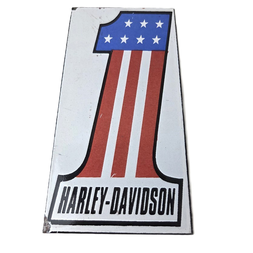 Vintage Harley Davidson Motorcycles Sign – Number One USA American Flag Gas Sign