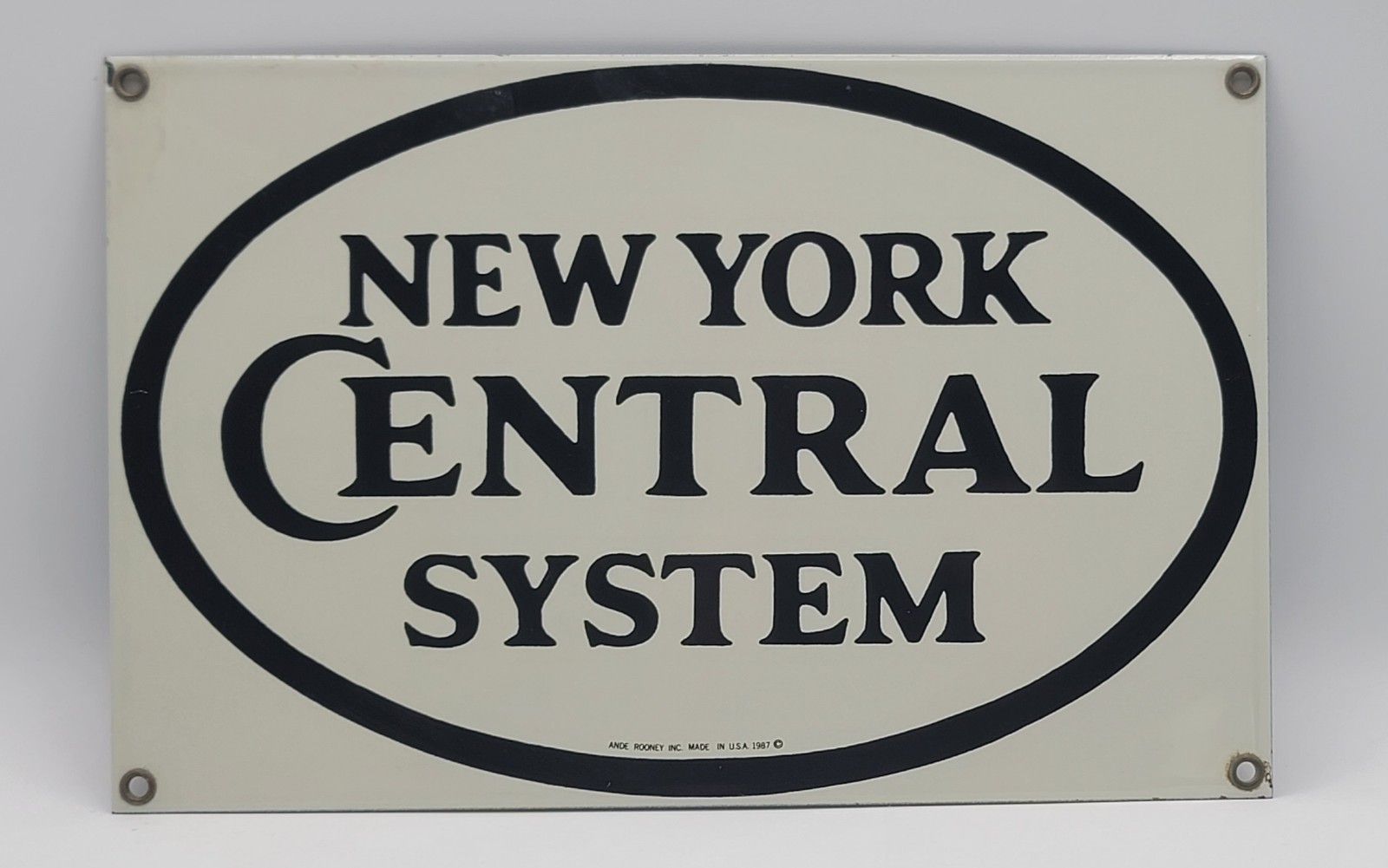 Vintage New York Central System Railroad Porcelain Enameled Train Metal Sign