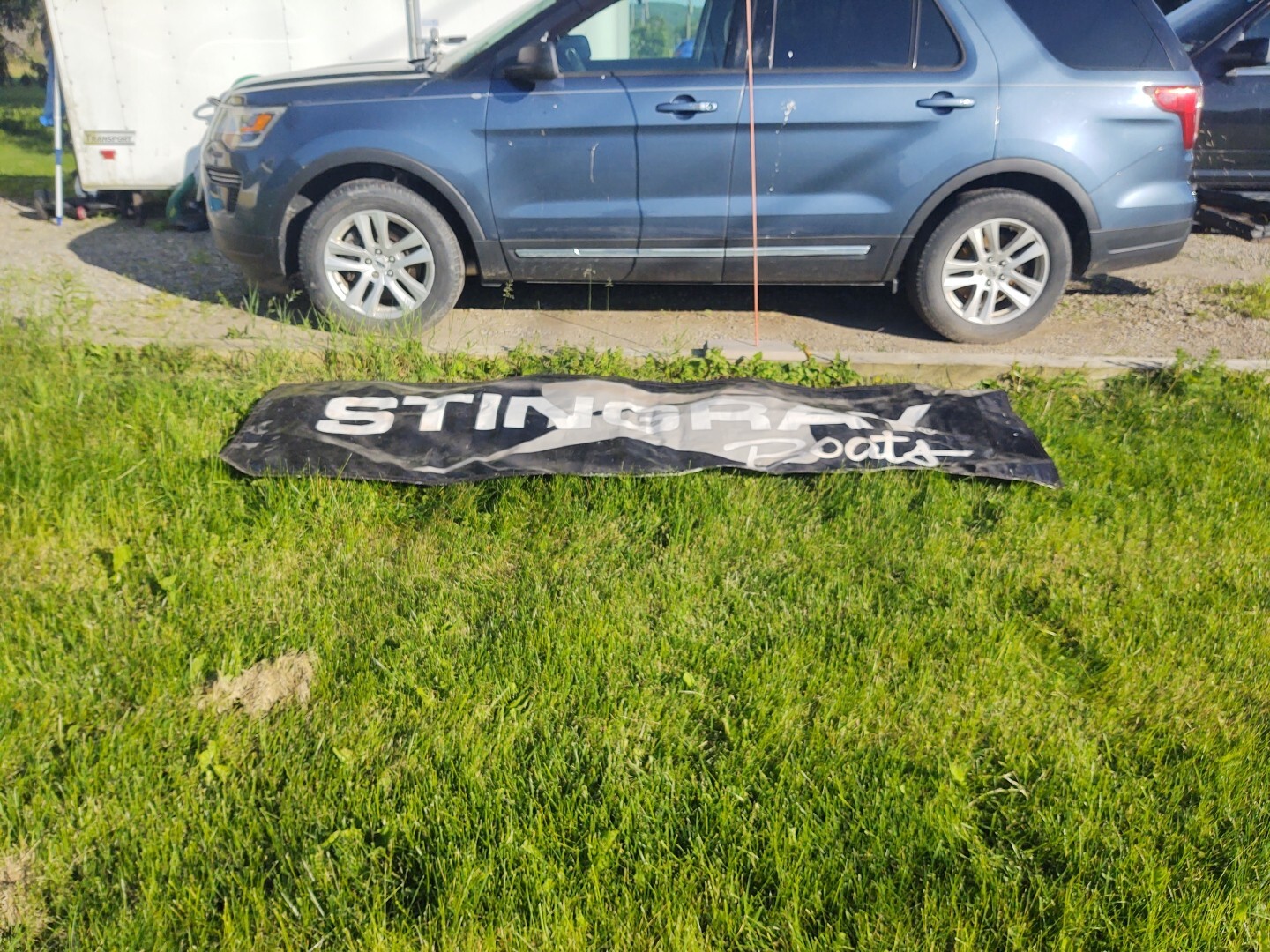 VTG VINYL Black White STINGRAY BOATS marine Sign Banner ADVERTISING 10′ x 2.5 Ft