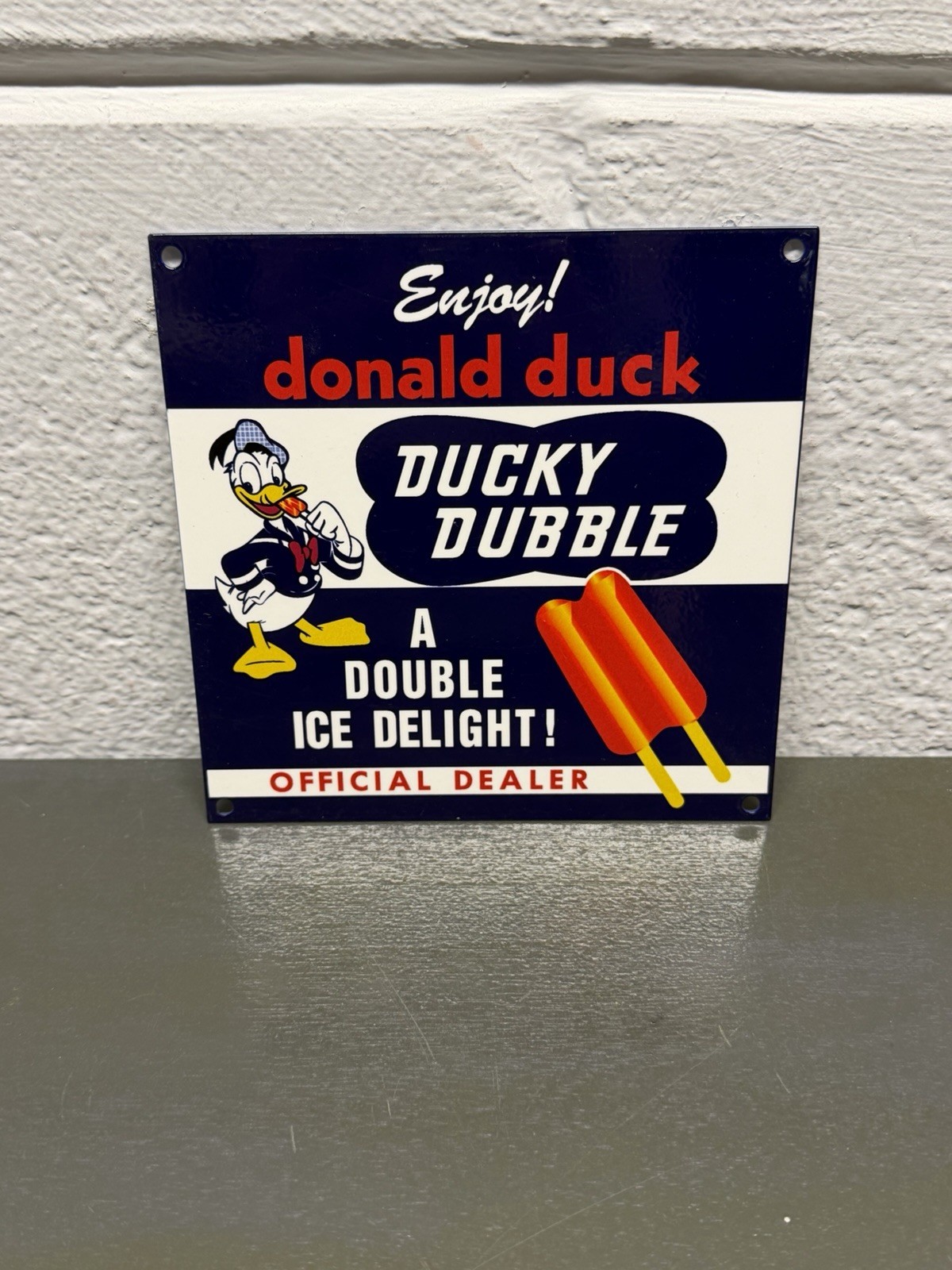 DONALD DUCK Ducky Dubble Metal Sign Ice Cream Drink Dairy Gas Oil Diner