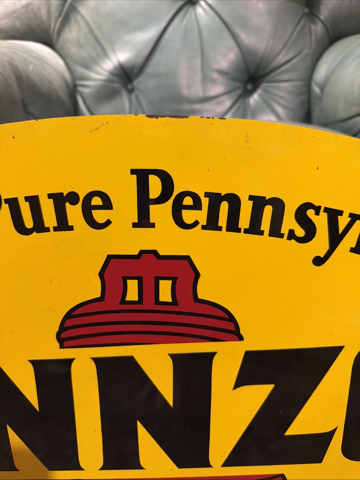 NICE DOUBLE SIDED ORIGINAL PENNZOIL GAS OIL ADVERTISING SIGN
