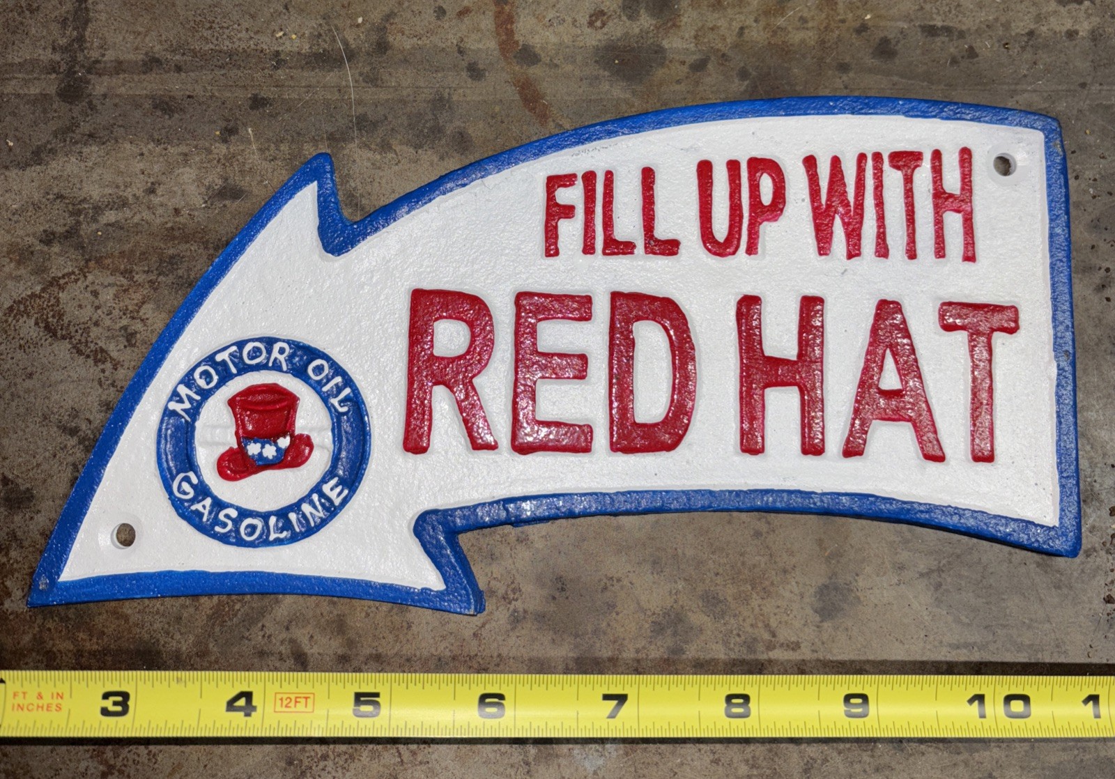 Cast Iron Red Hat motor oil Gasoline Sign Plaque