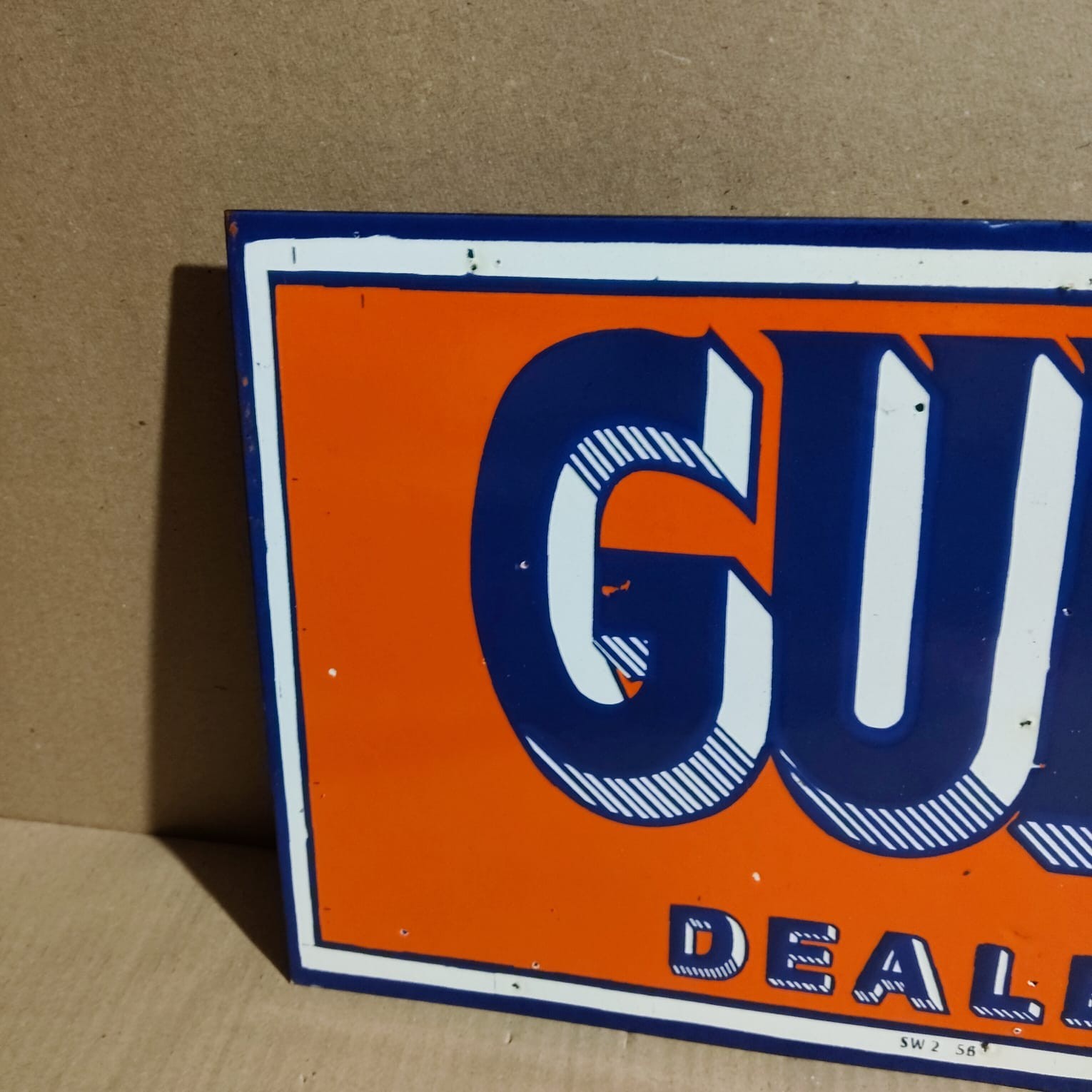 Gulf Dealer Porcelain Enamel Sign 18 x 10 Inches 2 Sided
