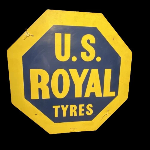 PORCELIAN U.S. ROYAL TYRES ENAMEL SIGN SIZE 36X36 INCHES DOUBLE SIDED