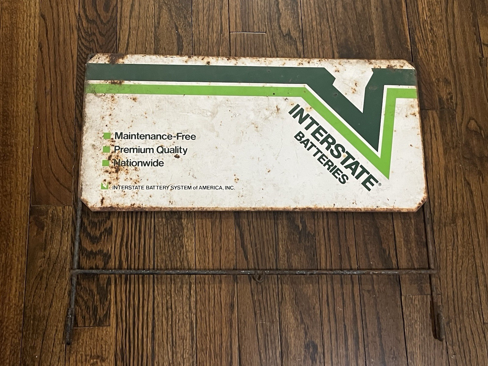 Vtg Interstate Battery Display Rack Sign- Gas Station Stand, Oil, Advertising