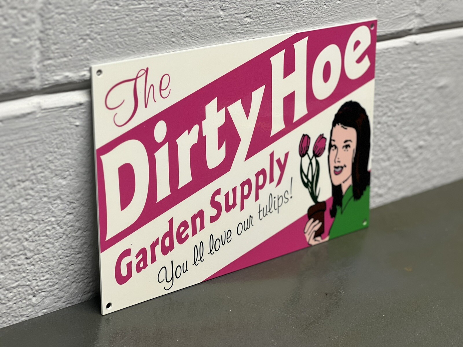 DIRTY HOE Garden Supply Thick Metal Sign Gas Oil Plant Tulip Ground Tools Dirt