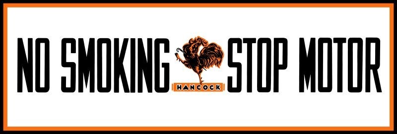 Hancock Gasoline Stop Motor, No Smoking NEW Metal Sign 6″x18″ Free Shipping