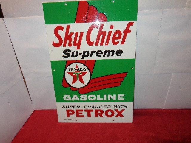 12×18 in TEXACO GASOLINE SKY CHIEF SU-PREME ADV. SIGN HEAVY DIE CUT METAL # L 68