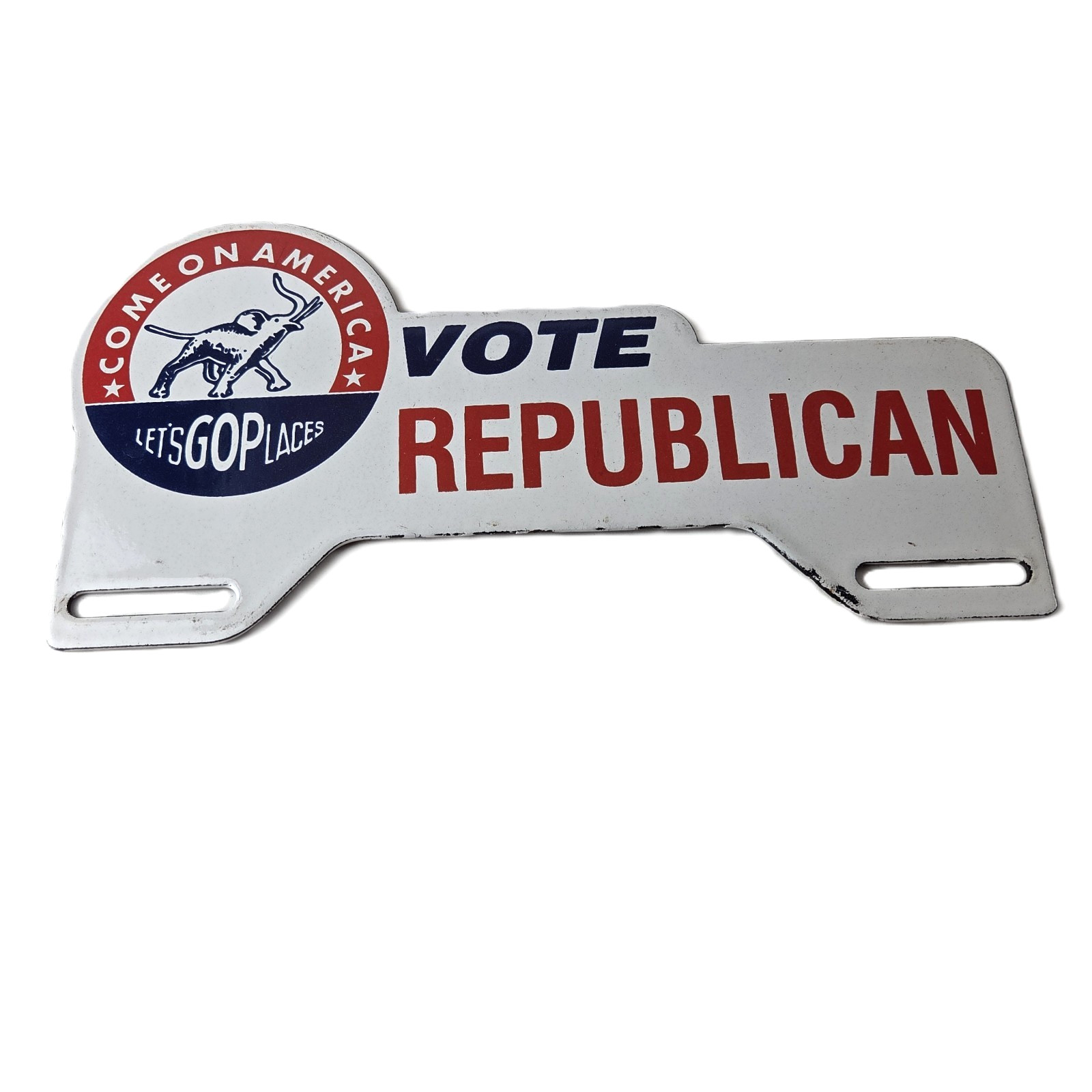 Vintage Vote Republican License Plate Topper – GOP Sign Ad on Automobile Topper