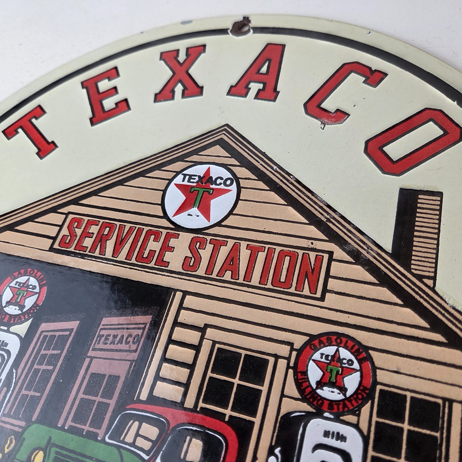 Vintage Texaco Gasoline Advertisement Sign – Gas Service Station Porcelain Sign