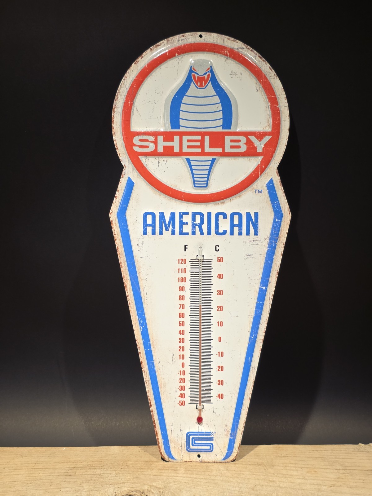 17.5 ” Metal Vintage Style Ford Shelby American Thermometer Sign