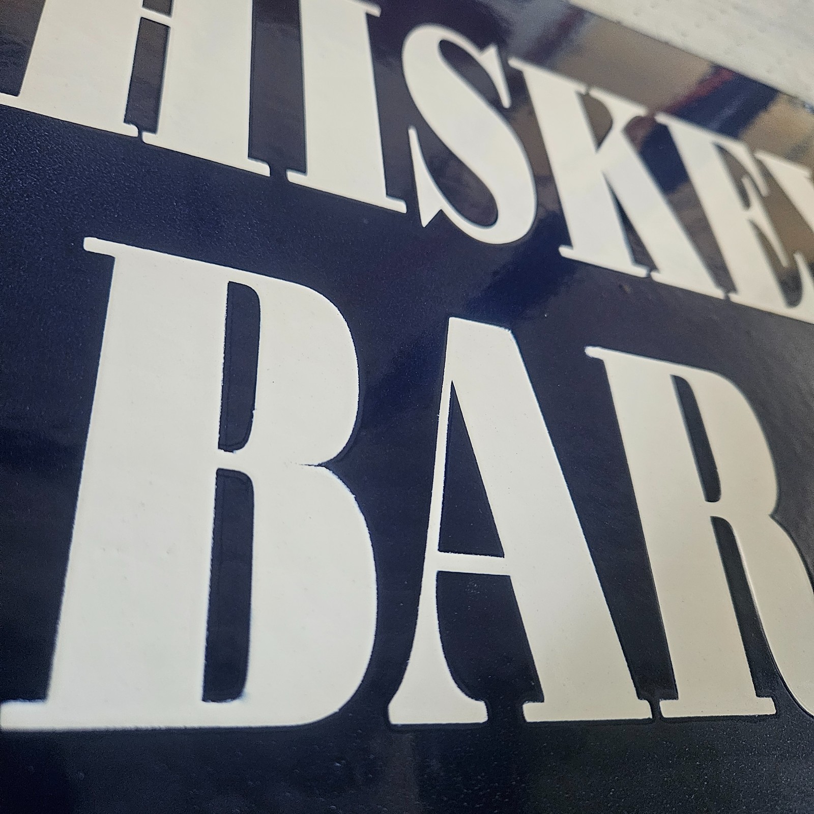 ORIGINAL PORCELAIN COBALT BLUE WHISKEY BAR GARAGE MAN CAVE DECOR 12.5″x16″ SIGN