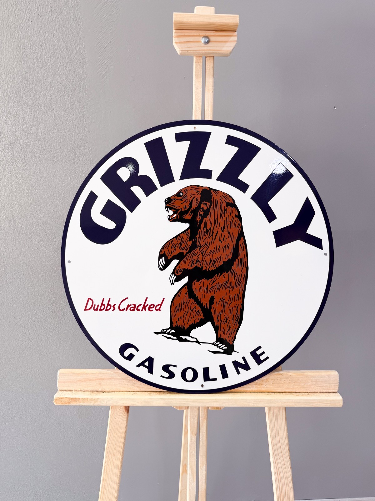 Vintage Bear Oil Company Grizzly Gasoline Heavy Metal Sign – 19.7″ (50cm)