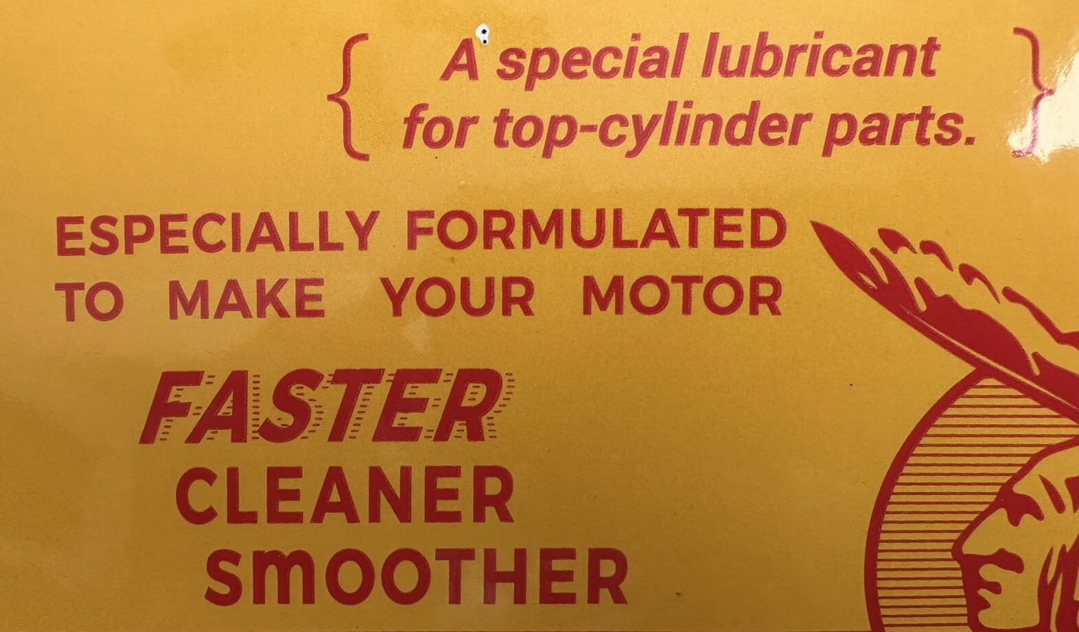 Indian Motorcycle Top-Lube Porcelain Sign Gas Oil Garage Vintage