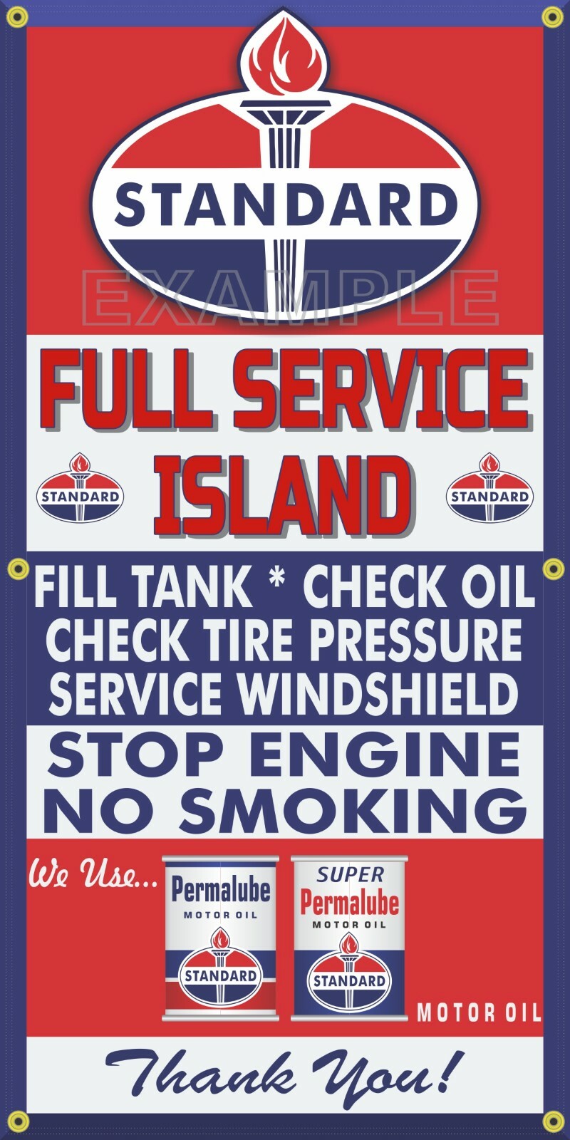 STANDARD GAS STATION PUMPS FULL SERVICE ISLAND OLD SIGN REMAKE BANNER ART MURAL