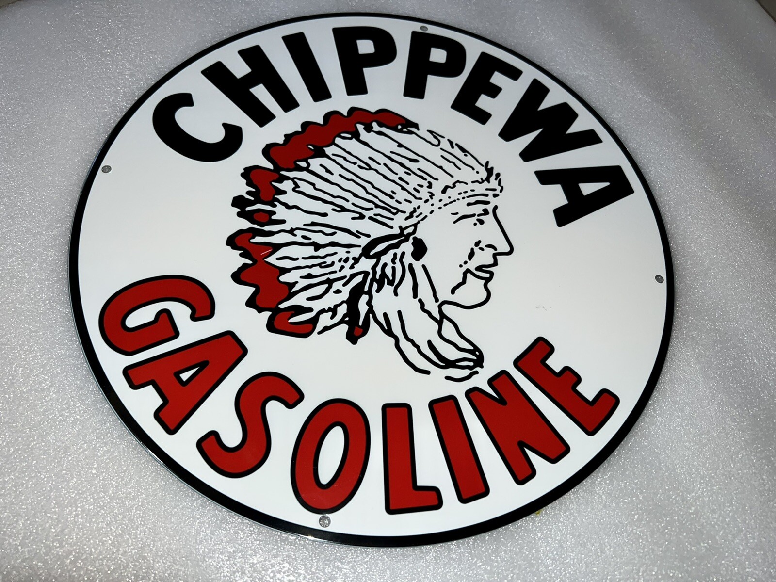 Chippewa Indian Gasoline Oil Gas Heavy Steel Metal Vintage Style Sign