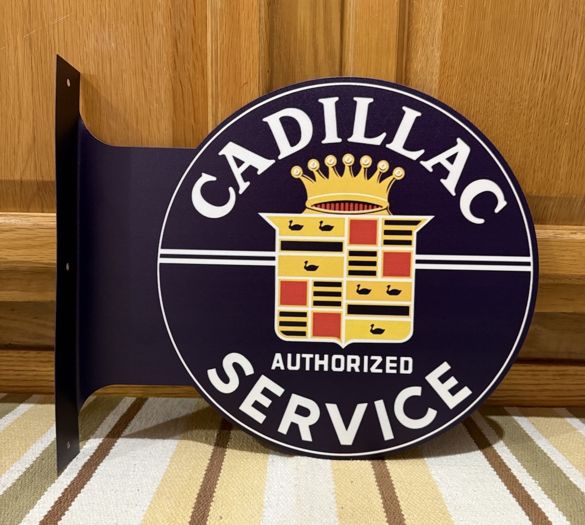 Cadillac Service Flange Sign 2 Sided Gas Garage Parts Vintage Style Wall Decor 1