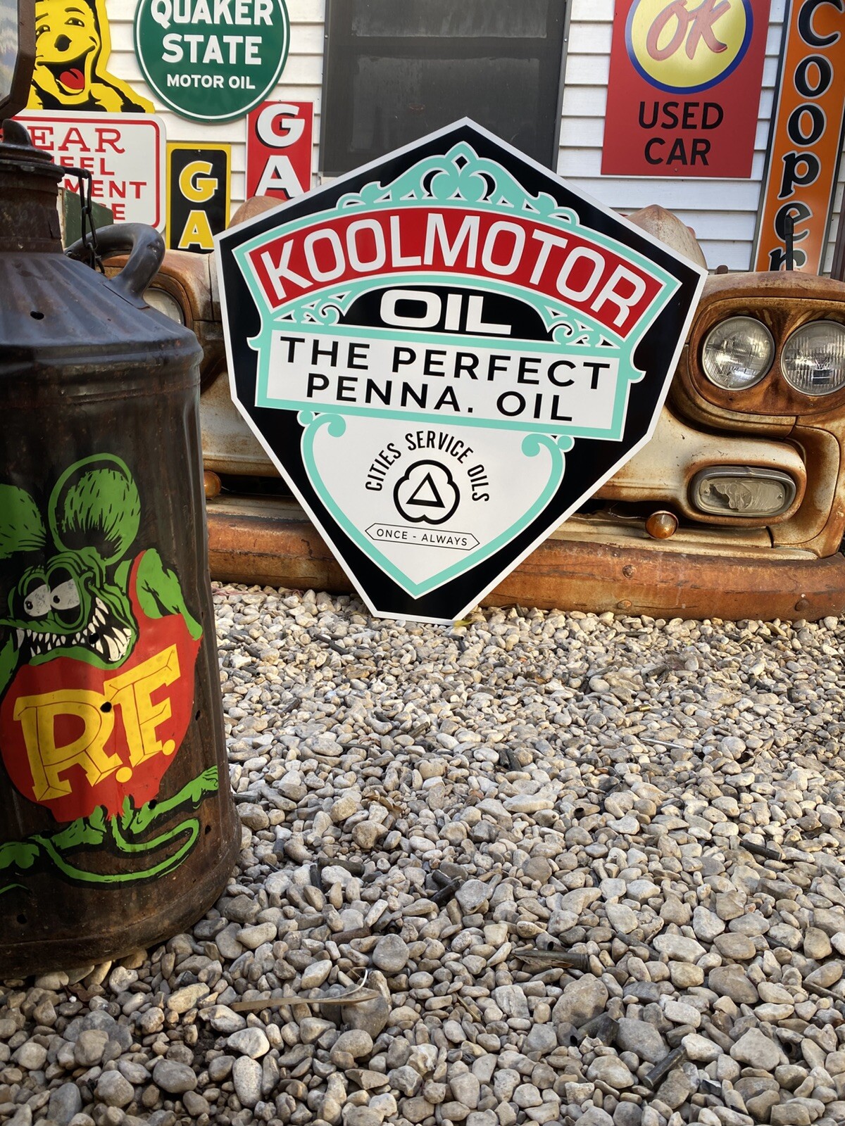 Antique Vintage Old Style Cities Service KOOLMOTOR sign! 40”