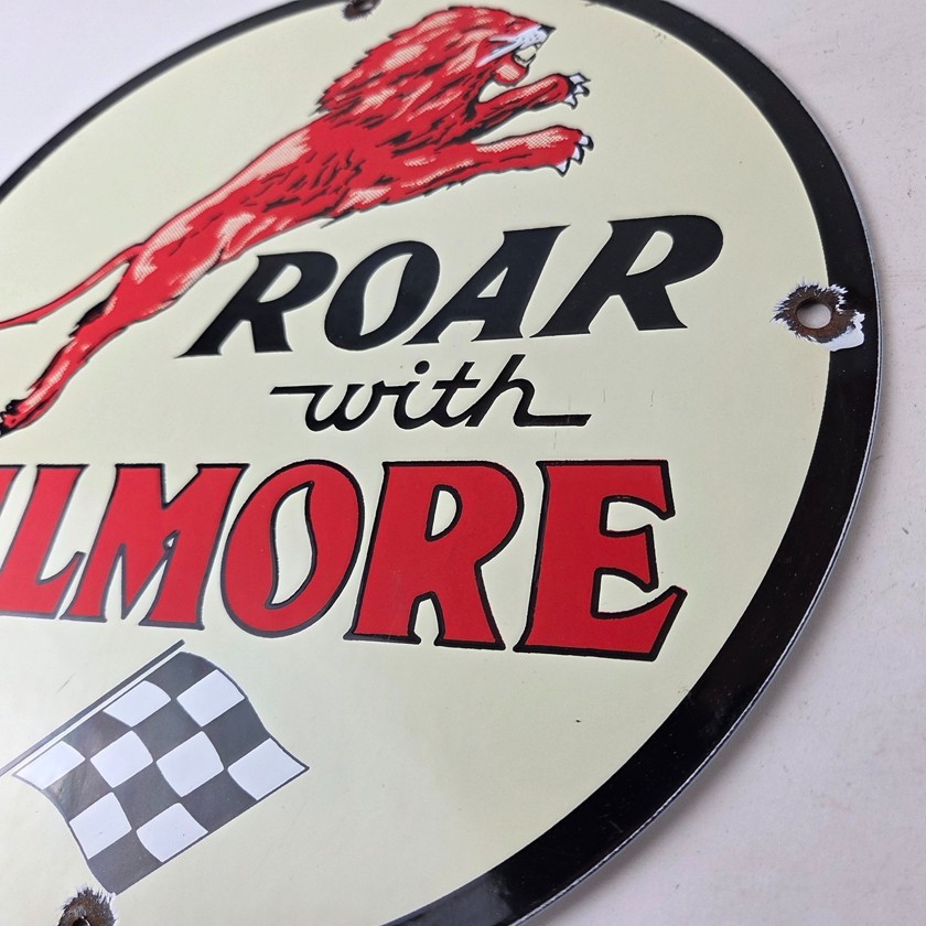 Vintage Gilmore Gasoline Sign – Service Station Porcelain Gas Pump Ad Sign