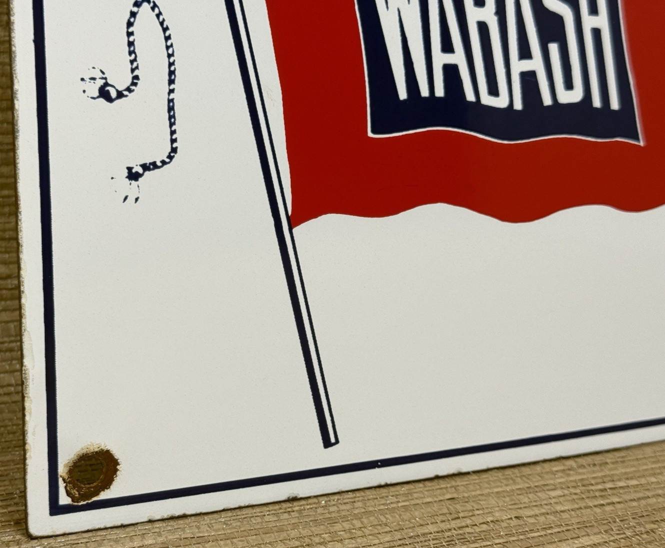 VINTAGE WABASH RAILROAD PORCELAIN SIGN TRAIN STATION GAS OIL NORTHERN OIHO
