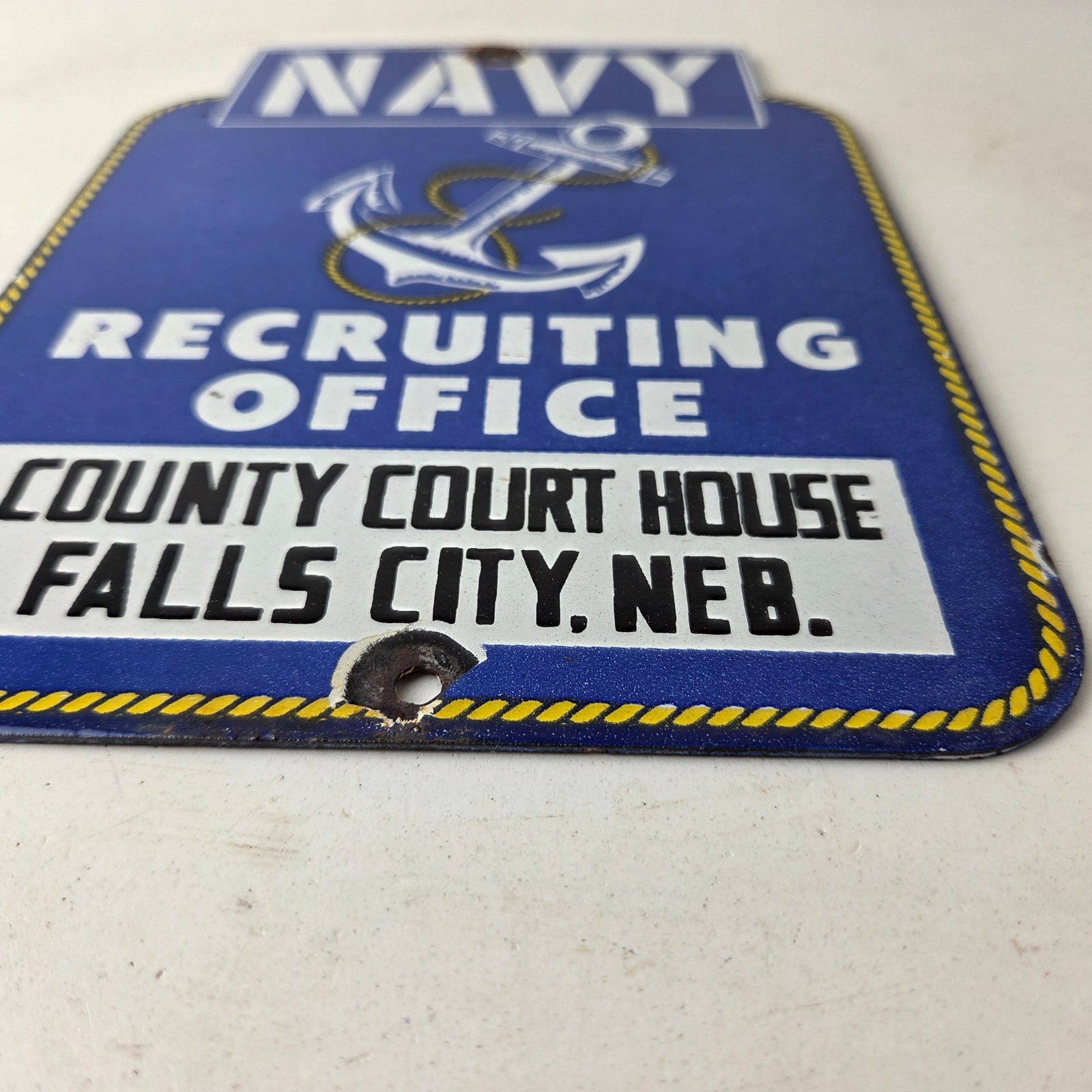 Vintage Navy Recruiting Office Sign – American Military Gas Pump Porcelain Sign