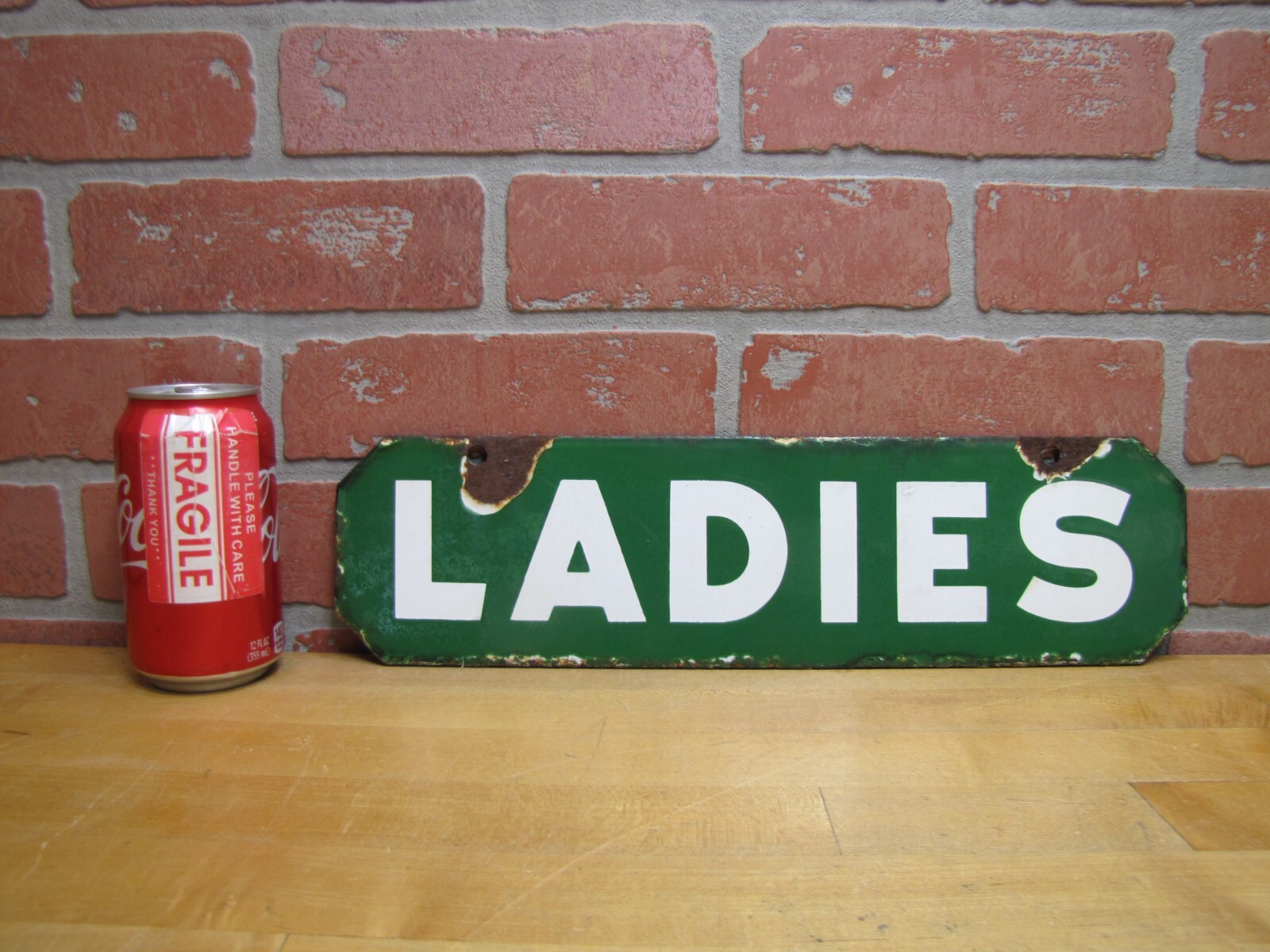 LADIES Old Double Sided Porcelain Gas Station Advertising Sign Texaco Sinclair