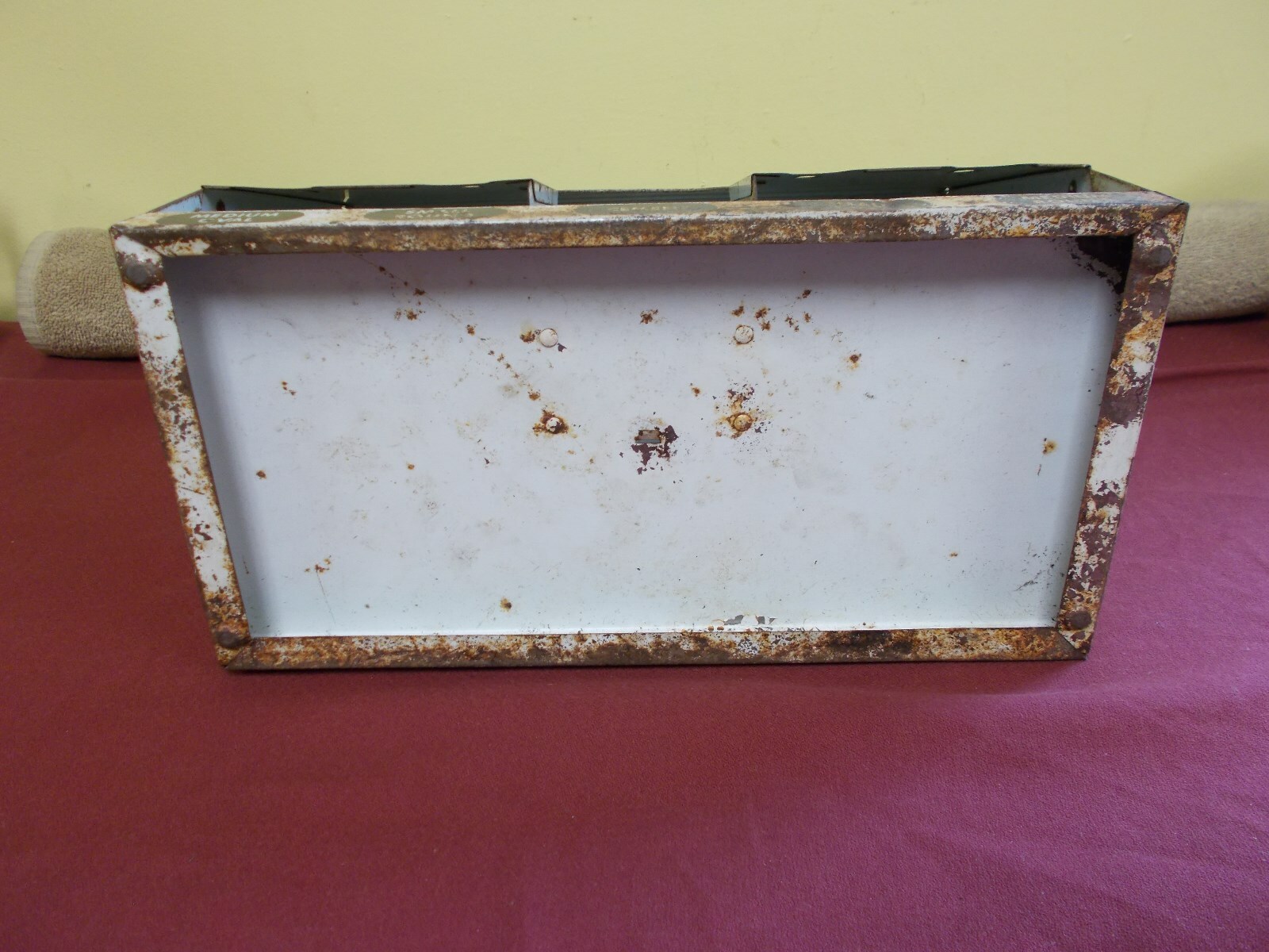 VINTAGE CAMEL TIRE PATCH CABINET GAS SERVICE STATION ADVERTIZING SIGN PATINA