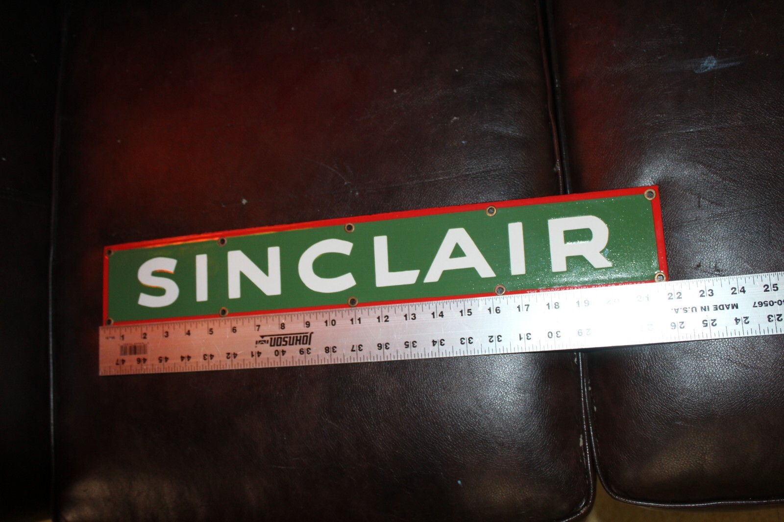 RARE SINCLAIR GAS SERVICE STATION DEALER PORCELAIN METAL STRIP SIGN OIL FORD GM