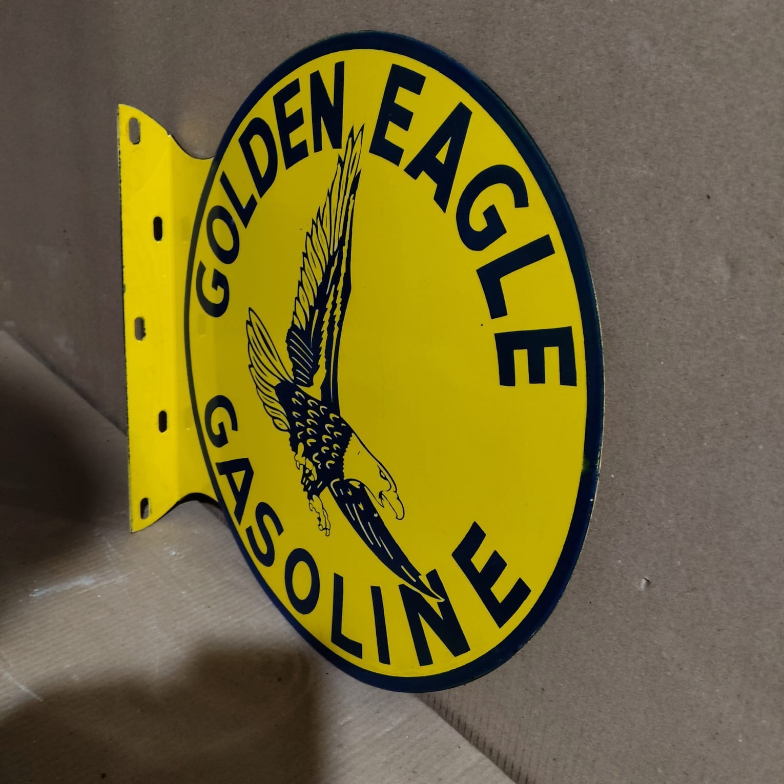 Golden Eagle Gasoline Porcelain Enamel Sign 19.5 x 17 Inches 2 Sided