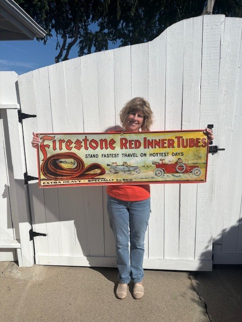 Firestone Tires Red Inner Tube Banner vintage Style Gas Station Sign 4 Man Cave