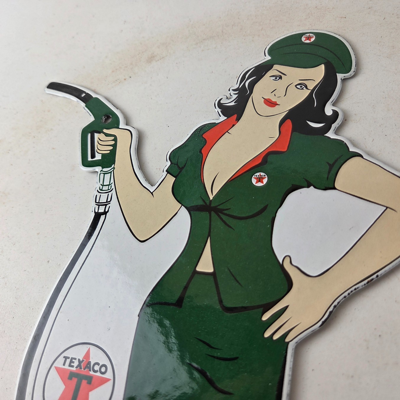 Vintage Texaco Gasoline Sign – Gas Attendant Gas Pump Ad Porcelain Sign