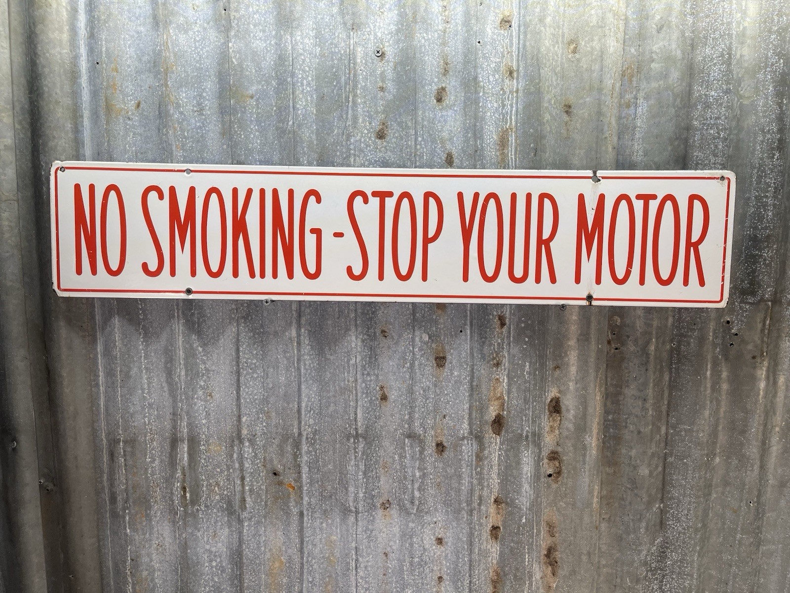 Vintage Union 76 Double Sided Porcelain NO SMOKING STOP YOUR MOTOR Sign 30×6