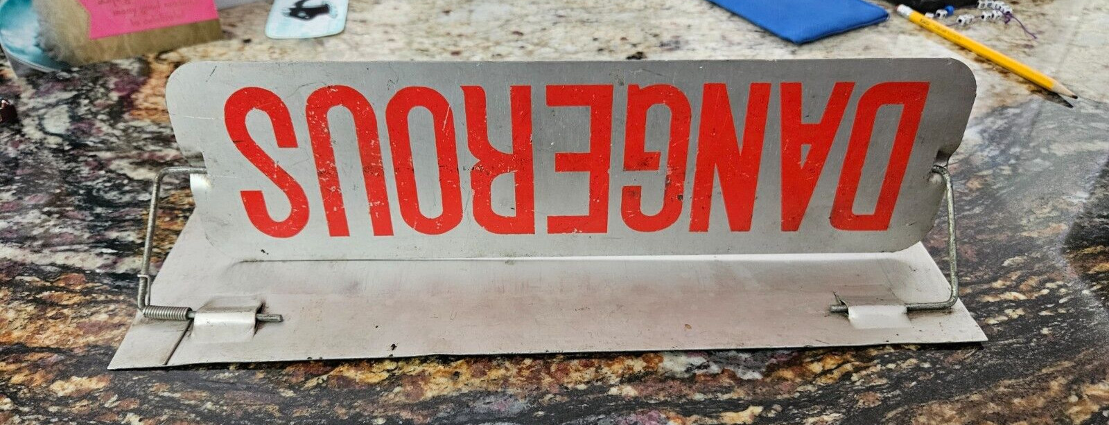 VINTAGE DANGEROUS DRIVE CAREFULLY QUICK WAY Spinner Sign Pacific Coast Highway