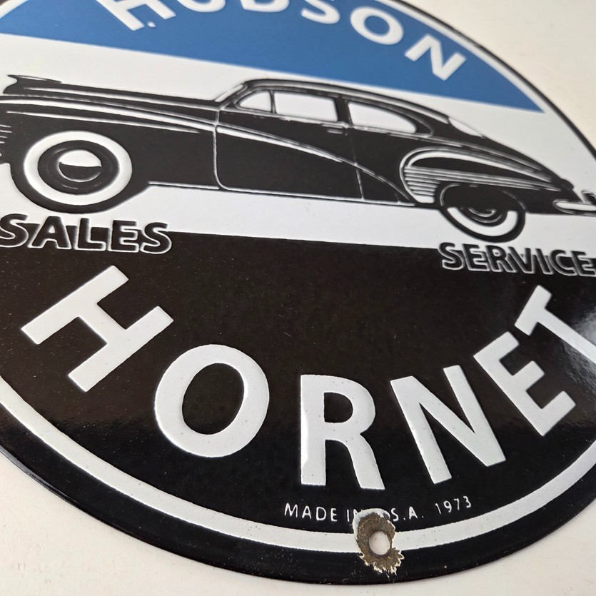Vintage Hudson Automobiles Sign – Hornet Gas Service Station Porcelain Sign