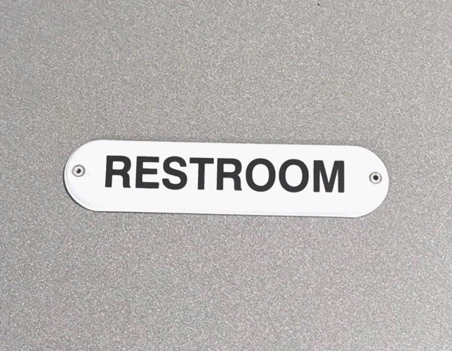 VINTAGE RESTROOM DOOR PORCELAIN SIGN CAR GAS OIL TRUCK MOTORCYCLE
