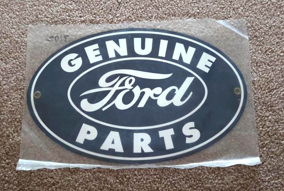 Ford Genuine Parts Oval Porcelain Coated Metal Sign 12″ x 7.5″ Blue White