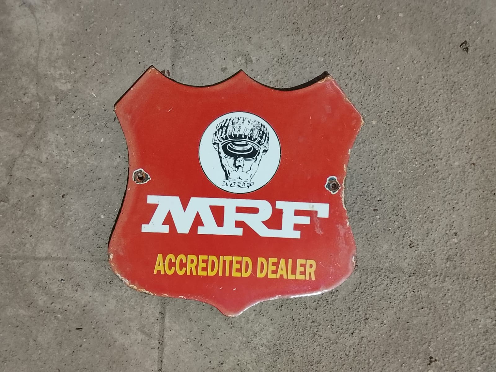 PORCELAIN MRF ENAMEL SIGN 8X8 INCHES