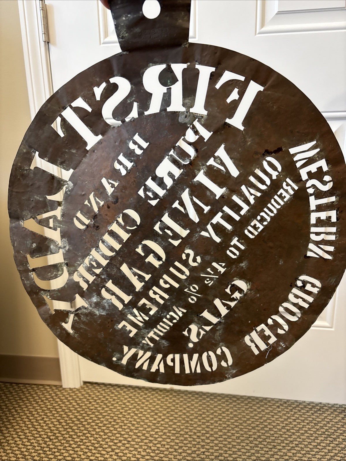 Antique First Lady Cider Vinegar Western Grocer Crate Barrel Stencil Sign Iowa
