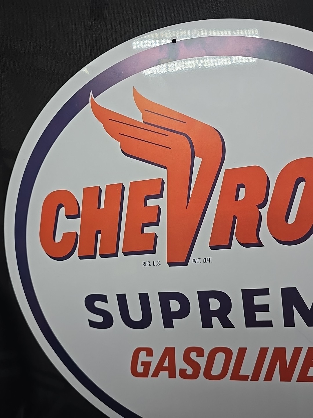 CHEVRON SUPREME GASOLINE 17″ Round Metal Sign~Retro~GAS & OIL Garage/Mancave NEW